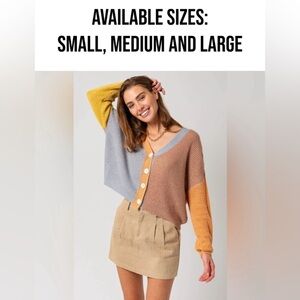 NWT-Oversized Colorful Long Sleeve Short Cardigan